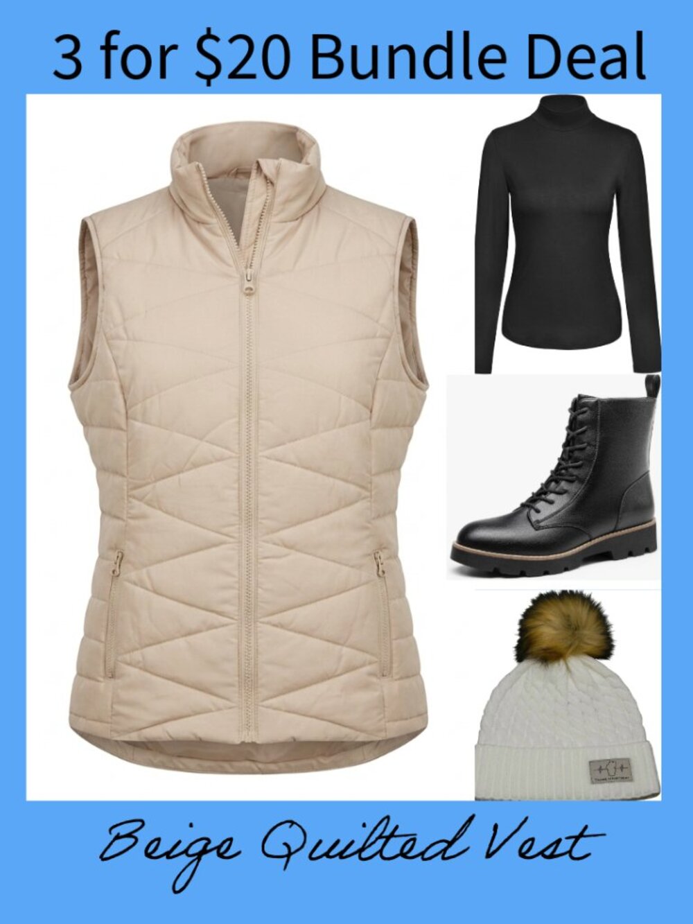 Quilted Puffer Vest Women's size Small Beige New Direction